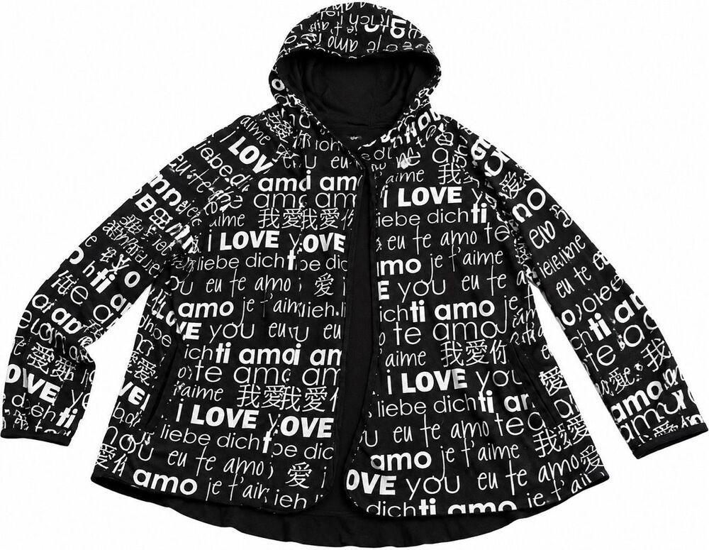 Peace Love World Black White Reversible Jacket Plus Size 2X